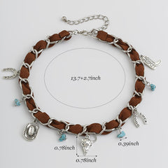 Turquoise Jewelry Western Jewelry Dress Western Charm Necklace Turquoise Cow Boot Hat Bow Charms Country Concert Outfits for Women