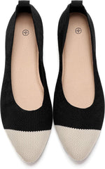 Shupua Women's Flats Shoes Pointed Toe Flats Comfortable Slip on Shoes Flat Dress Shoes Black Office Business Ballet Flats for Women
