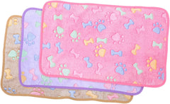 Toyvian 3pcs Fleece Pet Blankets Soft Warm Dog and Cat Throws for Cozy Sleep Mat Machine Washable for Car Seats and Beds Puppy and Kitten Accessories
