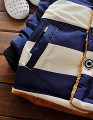 DDSOL Baby Boys Infant Jackets Coats Hoody for Kids Cute Winter Bear Ears Stripe Fleece Outerwear 6 12 Months 1 2 3 Year