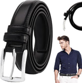 Mens Belt 47 Inch PU Leather Belt with Alloy Pin Buckle Minimalist Easy Matching Black Belt Men for Business, Gifts for Men,Mens Belt