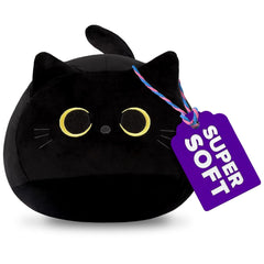 Black Cat Stuffed Animal – Stress Reliever, Soft Polyester, 12 Inch, Cute and Adorable Black Cat Plush, Great as Pillow or Toy, Gift Idea for Friends