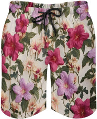 Men's Swim Trunks Flower Vine Floral Beach Shorts Quick Dry Summer Bathing Suit Swimwear Beachwear with Pockets