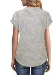 Timeson Women's Short Sleeve Chiffon Blouses for Office Work Business Attire Collared Shirts