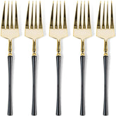 Blue Sky Infinity Flatware Salad Forks - Elegant Gold & Black Disposable Cutlery - 20 Count | Perfect for Upscale Events & Effortless Cleanup