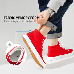 Men's White Canvas High Top Sneakers - Classic Lace-Up Walking Shoes, Light-Weight Soft Casual Tennis Shoes
