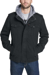 Levi's Men's Washed Cotton Hooded Military Jacket