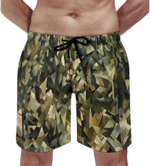 Men's Swim Trunks Messy Brush Strokes Beach Shorts Quick Dry Summer Bathing Suit Swimwear Beachwear with Pockets