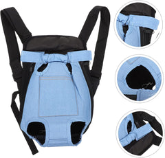 BESTonZON Portable Ventilated Pet Backpack for Dogs and Cats Breathable Outdoor Travel Carrier Straps Lightweight Design for Hiking and Shopping Light Denim