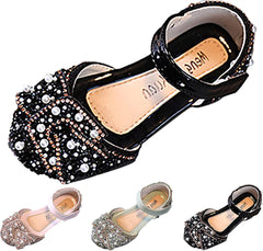 Spring and Summer Girls Dance Shoes Princess Dress Performance Shoes Flat Bottom Light Pearl Girls Booties Size