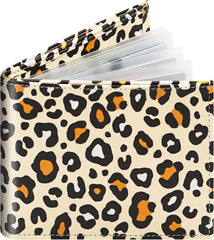 RFID Blocking Leather Wallet for Men Women, Bifold Multifunctional Card Holder Wallet with 12 Card Slots and Large Cash Compartment, Stylish Thin Purse with Top Open, Small Photo Album-Leopard