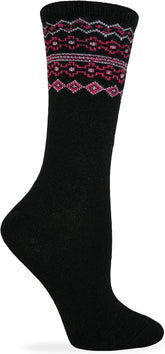 Wise Blend Fairisle Top Crew Socks, 1 Pair, Black, Medium, Shoe Size W 6-9