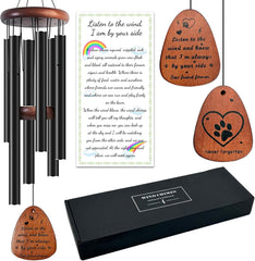 Fhiny Dog Memorial Wind Chime, 28'' Pet Loss Remembrance Gift - 6 Tube Metal Chimes for Cat & Dog Passing Away With Poem Card - Sympathy Gift