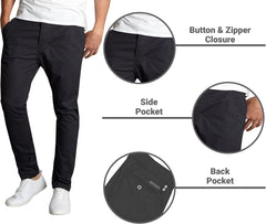 Men's Stretch Fit Cotton Twill Pants. Multiple Colors