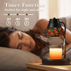 Candle Warmer Lamp, Electric Candle Warmer with Timer, Dimmable Adjustable Height Candle Light for Scented Candles, Candle Warming Lamp with 2 Bulbs Stained Glass Gifts for Mom