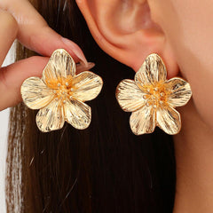 Gold Flower Earrings Gold Dangle Earrings for Women Romantic Boho Flower Statement Earrings Wedding Party Jewelry
