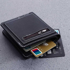 generic 1PC Men Foldable Wallet Business Men Slim Billfold Wallet Short Male Purse PU Leather Card Holder Wallet Case Man Money Bag Zipper Coin Purse(black), AM0X3Q0B3JBUS