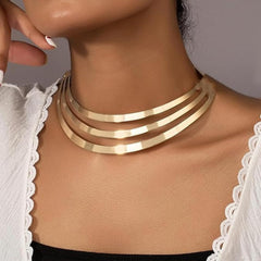 Ethnic Chunky Gold Tribal Collar Necklace Statement Wide Metal Jewelry for Women