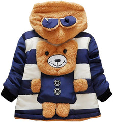 DDSOL Baby Boys Infant Jackets Coats Hoody for Kids Cute Winter Bear Ears Stripe Fleece Outerwear 6 12 Months 1 2 3 Year