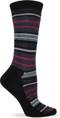 Wise Blend Angora Stripe Crew Socks, 1 Pair, Black, Medium, Shoe Size W 6-9