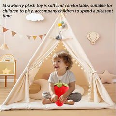 9.8" Strawberry Plush Pillow Red Soft Stuffed Fruit Plushie Toys Gifts for Kids