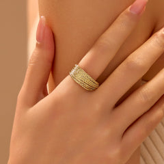 1PC Gold Plated Ring for Women, Multi-Layered Coiled Ring, Fashionable Stackable Jewelry, Non Tarnish Gold Rings for Women, Suitable for Everyday Wear or Special Occasions