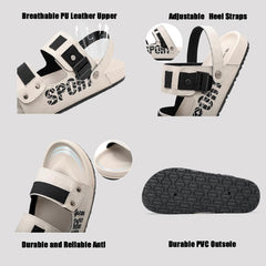 Summer Slippers for Men with Adjustable Double Straps, Non-Slip Shower Shoes, Beach Slippers Breathable Open Toe Sandals for Indoor and Outdoor (White-a, Adult, Men, 7, Numeric Range, US Footwear Size System, 7.5, Medium)