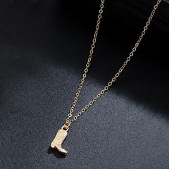 1PC Vintage Cowgirl Boot Pendant Necklace, 18K Golden Plated Alloy Western Charm with Etched Detail, Adjustable 16-18in Cable Chain for Daily Chic, Lightweight Statement Jewelry(Gold)