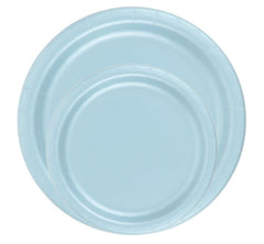 24 Plates 7" Paper Dessert Plates Wax Coated - Light Blue
