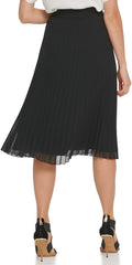 DKNY Women's Pull on Pleated Everyday Midi Skirt
