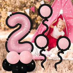 27Pcs Happy 2nd Birthday Decorations Pink 2 Balloons,2nd Year Old Party Supplies, Foil Helium Mylar Agate Star Heart Shaped Balloons Hot 2nd Birthday Balloon for Princess Girl 2 Birthday Baby Shower