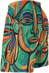 Men's Swim Trunks Painted Pattern Beach Shorts Quick Dry Summer Bathing Suit Swimwear Beachwear with Pockets