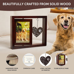 WOODEXPE Dog Memorial Gifts Rotating Pet Memorial Picture Frame Wooden for 4x6 Photo Remembrance Keepsake Sympathy Gift for Loss of Dog or Cat