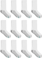 Hanes Boys' Socks, Double Tough Cushioned Crew Socks, 12-pair Packs