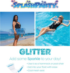 SplashParty Inflatable Pool Hammock with Aqua Glitter