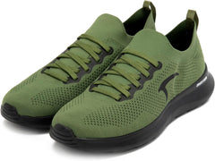 Mintra Sports CAI Wire Sneakers for Men, Laced Slip-On Shoes for Walking, Running, Casual Outings, Travel, Gym, Knitted Upper Lightweight Sneakers, Breathable & Non-Slip, Black/Acid Lime