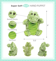 DolliBu Alligator Plush Hand Puppet For Kids - Soft Plush Stuffed Animal Hand Puppet Toy for Puppet Show Games Puppet Theaters for Kids, Adult Cute Puppets Educational Toy to Teach Children & Toddlers