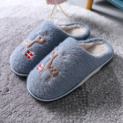 Couples Plush Slip On Flat Warm Furry Men Slippers Toe Keep Winter Open Shoes Home Men's Slipper Slippers for Men Blue