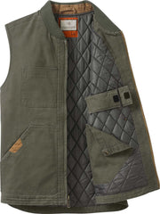 Legendary Whitetails Men's Quilted Canvas Vest Zip Up Heavy Duty Water-Repellent Finish