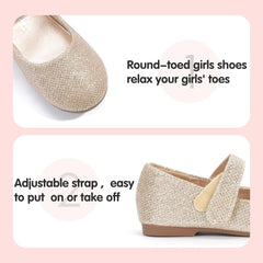 PANDANINJIA Girls Dress Shoes Toddler Flower Girl Kids Mary Jane Shoes Ballet Flats School Wedding Party Church Girls Shoes