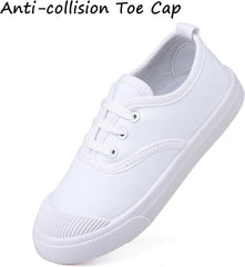 Boy's Girl's Toddlers Canvas Sneakers Slip-On Lightweight Kids White Sneakers Casual Skin-Friendly Walking Running Shoes(Toddle/Little Kids/Big Kids)