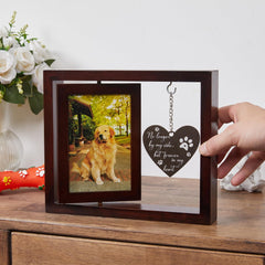 WOODEXPE Dog Memorial Gifts Rotating Pet Memorial Picture Frame Wooden for 4x6 Photo Remembrance Keepsake Sympathy Gift for Loss of Dog or Cat