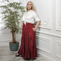 Agan Traders Women's 2025 Summer Medieval High Waisted Maxi Skirts for Women - A Line Drawstring Embroidered Long Maxi Skirt