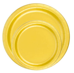 24 Plates 7" Paper Dessert Plates Wax Coated - Harvest Yellow