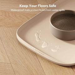 PETLIBRO Dog Food Mat, Silicone Waterproof Cat Food Mat for Bowl & Waterer, Non-Slip Dog Feeder Mats, Raised Edge Spill Protection Floor Ivory