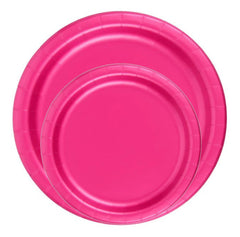 24 Plates 7" Paper Dessert Plates Wax Coated - Hot Pink