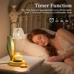 Flower Candle Warmer Lamp,Birthday Gifts for Women Mom,Candle Warmer Lamp with Timer Dimmer,Adjustable Height Wax Warmer,Wax Melt Warmer House Warming Gifts New Home Bedroom Office Décor