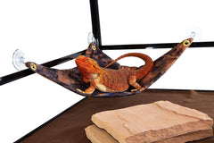 Hammock for Bearded Dragons, Brown Maroon Batik Fabric with Suction Cup Hooks