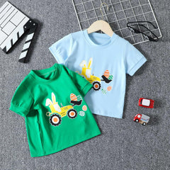 Summer Toddler Boys Girls Short Sleeve Cartoon Prints Casual Tops for Kids Clothes Thermal Top Boy