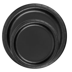 24 Plates 7" Paper Dessert Plates Wax Coated - Black